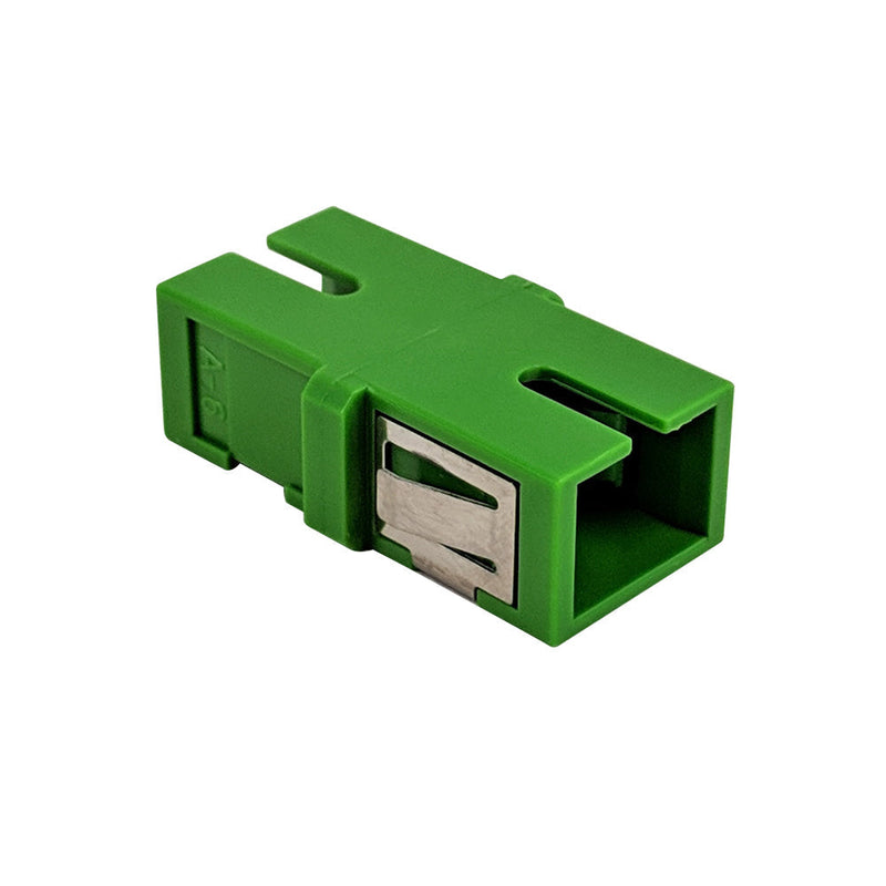 SC/SC APC Fiber Coupler F/F Singlemode Simplex Ceramic Reduced Flange - Green