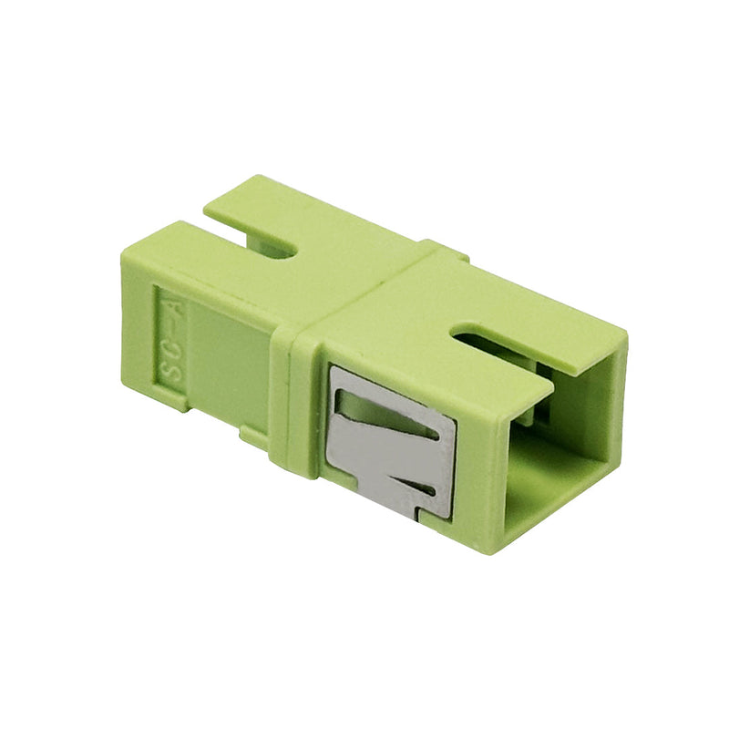 SC/SC Fiber Coupler F/F Multimode OM5 Simplex Ceramic Reduced Flange - Lime Green