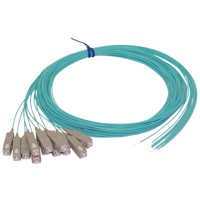 3m SC/PC multimode simplex 50 micron OM3 900um pigtail 12-pack - aqua