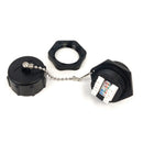 Cat5e RJ45 Female to 110 Punch Down Shielded Bulkhead Coupler - Waterproof IP68 Rated - Black