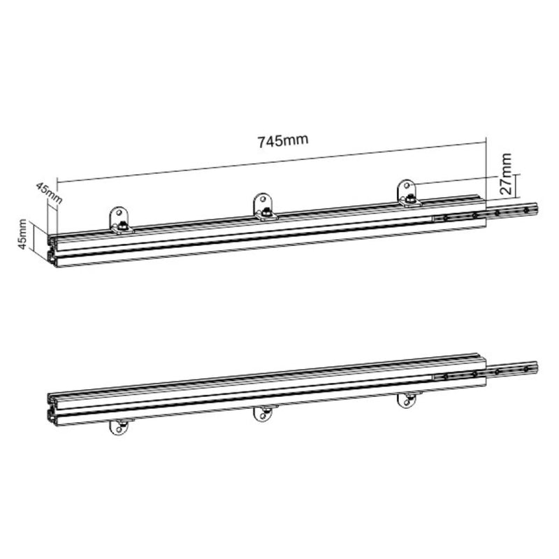 745mm Aluminum Rails for Custom Installation Pair