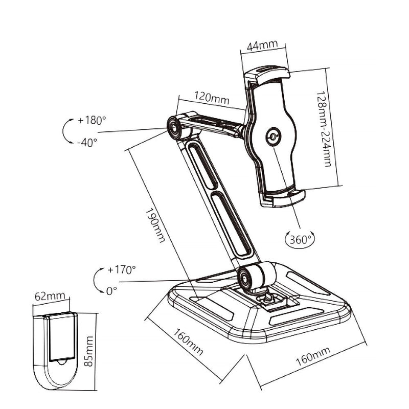 Phone and Tablet Stand/Wall Mount for most 4.7 inch to 12.9 inch Devices