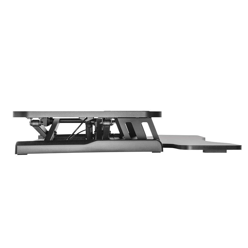 Sit-Stand Desk Workstation Base with Keyboard and Mouse Tray - Black