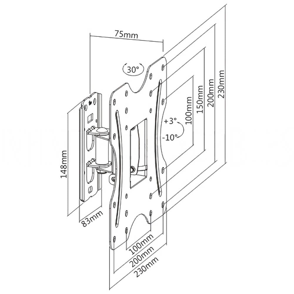 Swivel & Tilt Mount Wall Mount LCD Bracket - Fits Sizes 23-42 inches - Maximum VESA 200x200