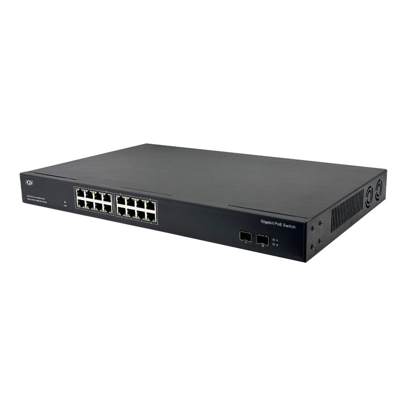 16-Port Gigabit 275W PoE+ Switch + 2-Port SFP Uplink - Desktop/Rack Mount - Unmanaged - 1U - IEEE802.3af/at