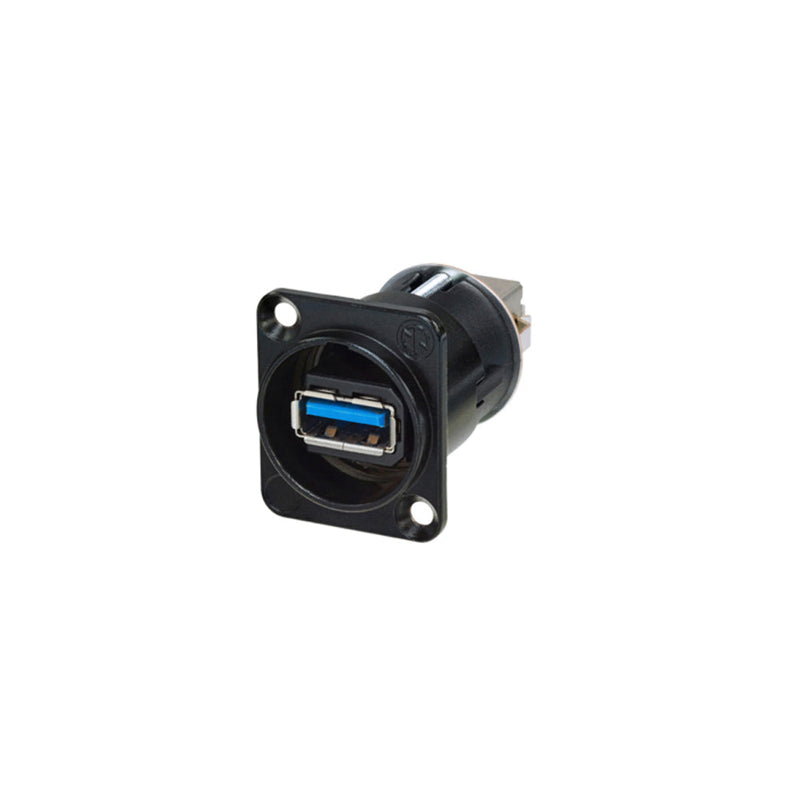 Neutrik Panel Mount USB 3.0 Jack Feedthrough - Black