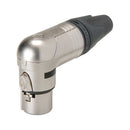Neutrik 3-Pin XLR Right Angle Female Connector - Nickel with Silver Pins
