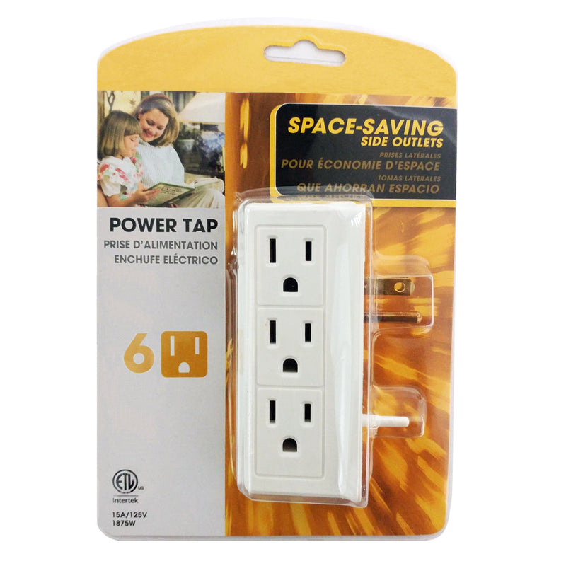 6 Side-Outlet Power Tap - White