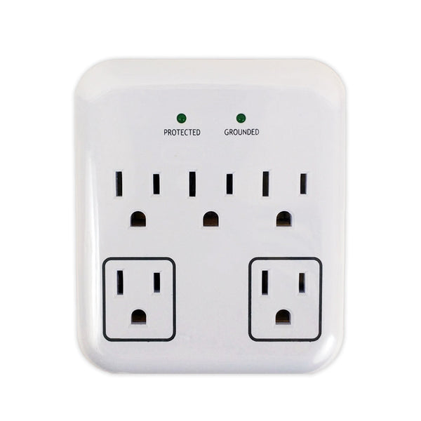 5 Outlet Power Tap 900J Surge Protection - White