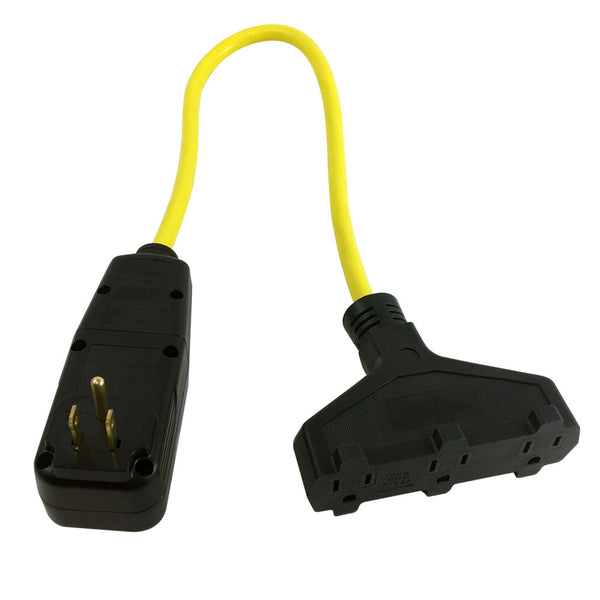2ft 5-15P GFCI Plug to Triple Tap 5-15R Adapter - SJTW