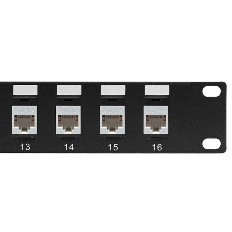 16-Port Cat6a Patch Panel, 19" Rackmount 1U - Pass-Through