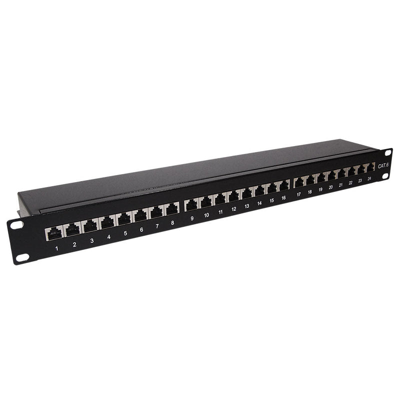 24-Port CAT6 Shielded Patch Panel, 19" Rackmount 1U - 110 Punch-Down