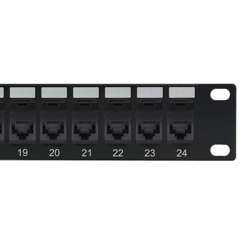 24-Port Cat6a Patch Panel, 19" Rackmount 1U - Pass-Through