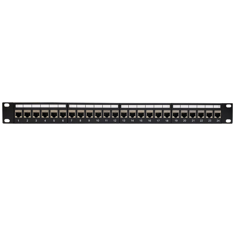 24-Port CAT6A Shielded Patch Panel, 19" Rackmount 1U - Pass-Through