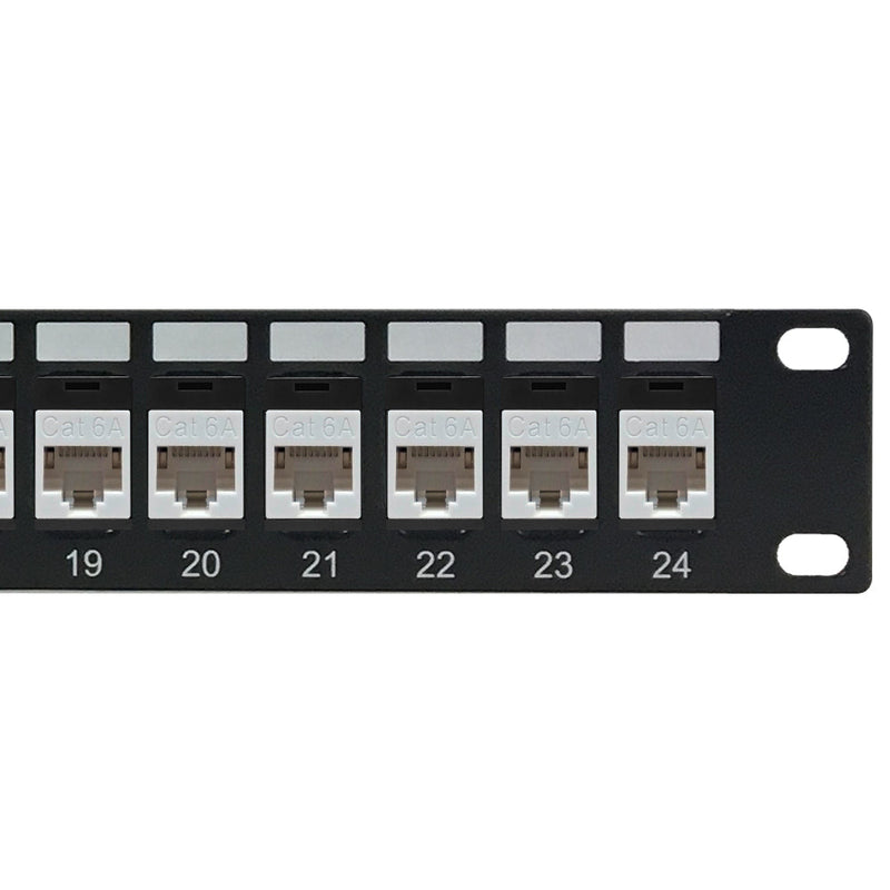 24-Port Cat6a Patch Panel, 19" Rackmount 1U - Pass-Through