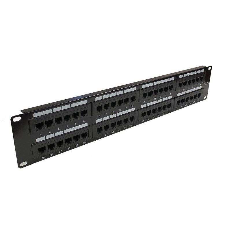 48-Port CAT6 Patch Panel, 19" Rackmount 2U - 110 Punch-Down