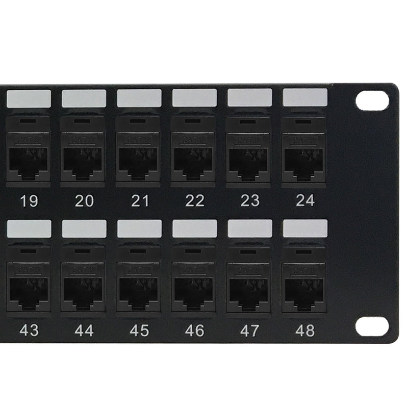 48-Port CAT6 Patch Panel, 19" Rackmount 2U - Pass-Through