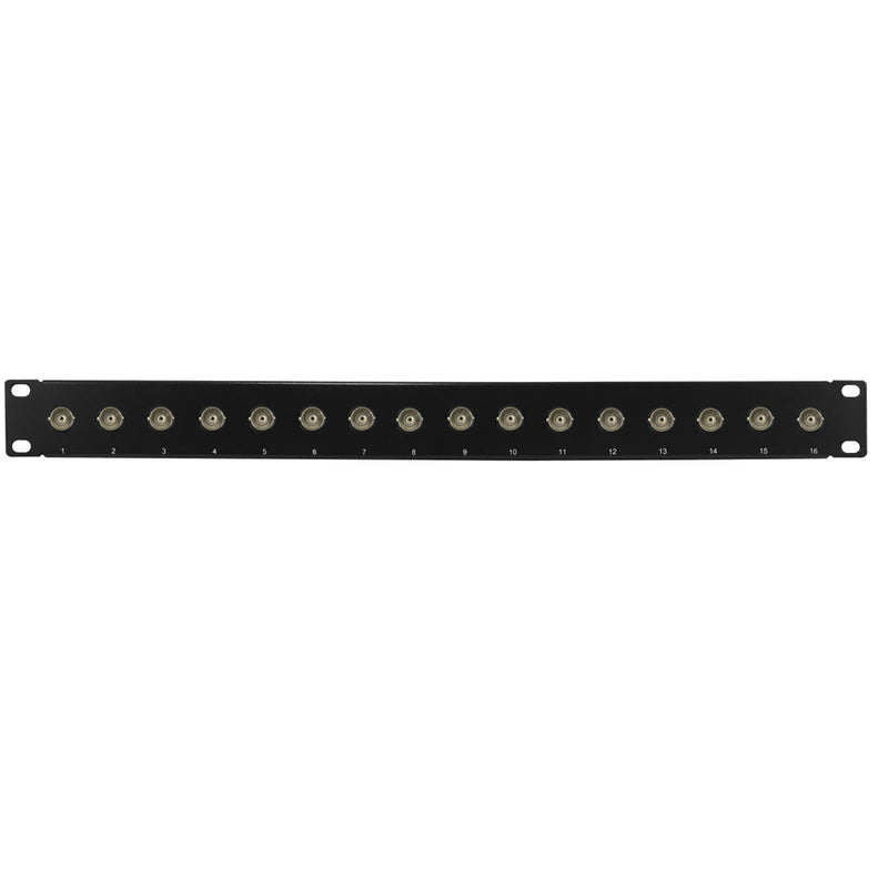 16-Port 75 Ohm BNC patch panel, 19 inch rackmount 1U