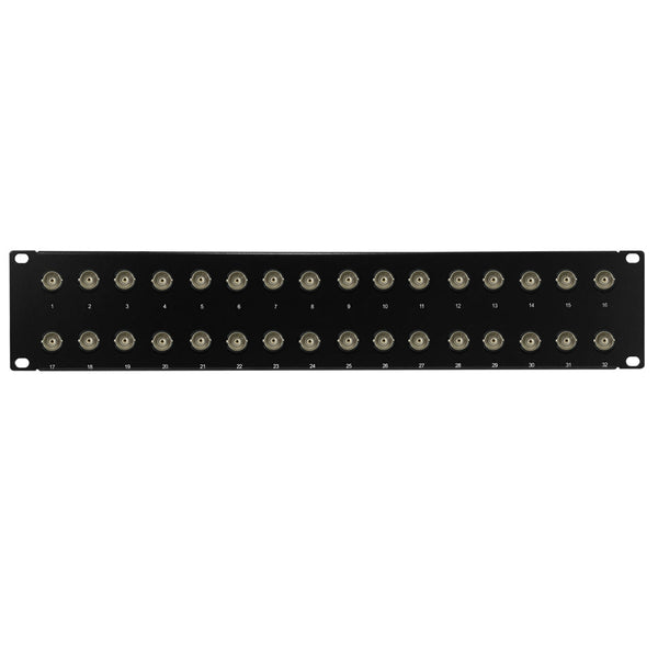 32-Port 75 Ohm BNC Patch Panel, 19 Inch Rackmount 2U