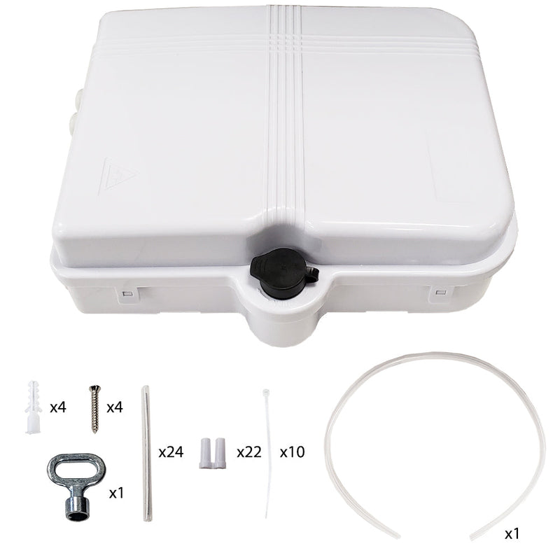 Indoor/Outdoor 24-port Plastic Fiber Terminal Box - White