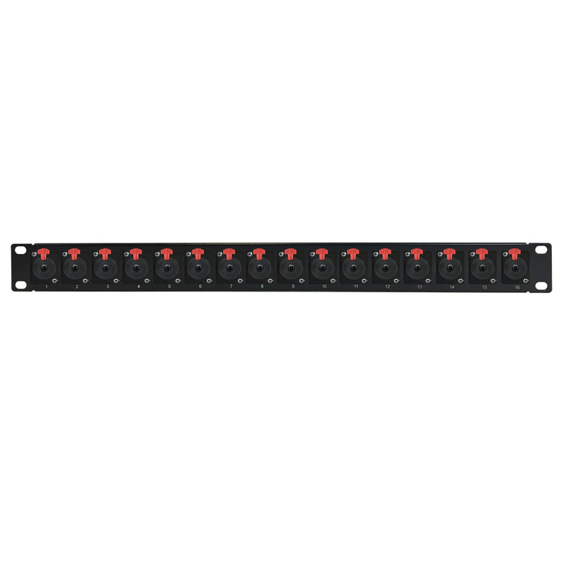 16-port 1/4" TRS female patch panel, 19 inch rackmount 1U