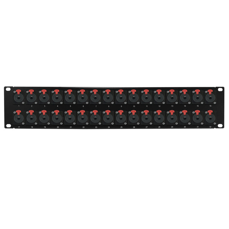 32-Port 1/4" TRS female patch panel, 19 inch rackmount 2U