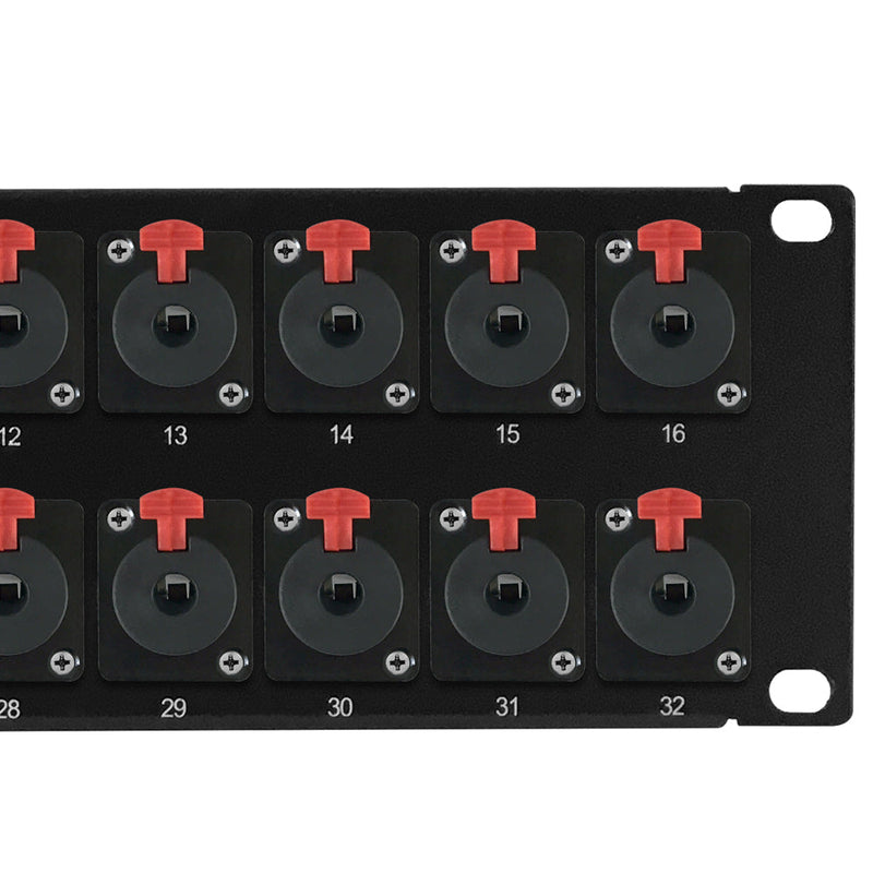 32-Port 1/4" TRS female patch panel, 19 inch rackmount 2U