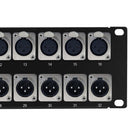 24-Port XLR Female + 8-port XLR Male patch panel, 19 inch rackmount 2U