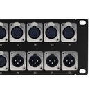 28-Port XLR Female + 4-port XLR Male patch panel, 19 inch rackmount 2U