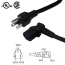 NEMA 5-15P to IEC C13 Right Angle Power Cable - SJT Jacket