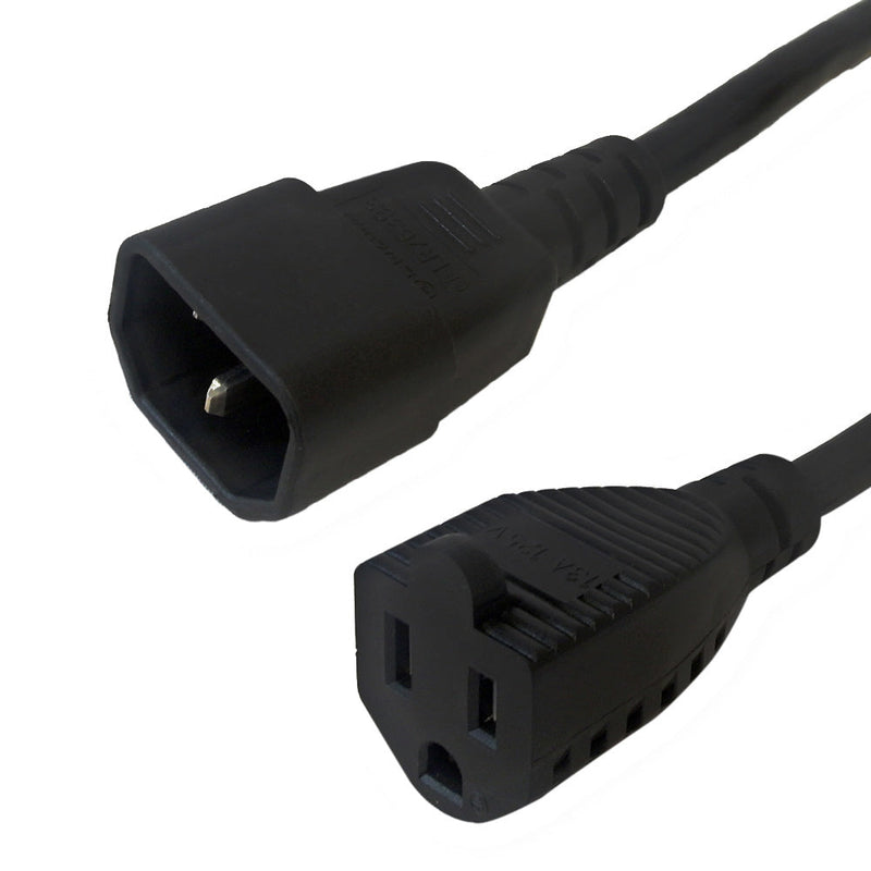 NEMA 5-15R to IEC C14 Power Cable - SJT