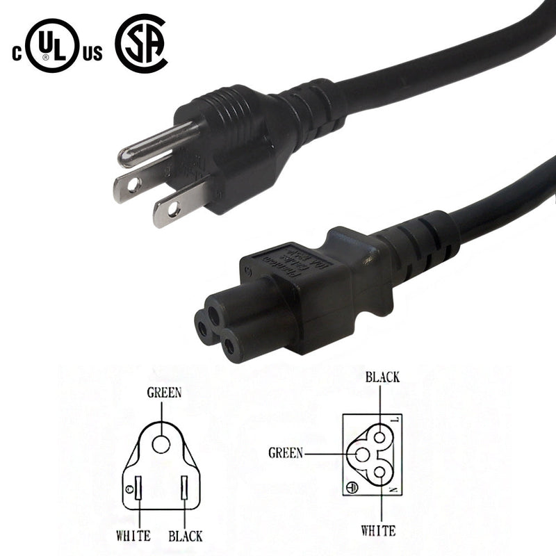 5-15P to C5 Three Prong Power Cable - SJT