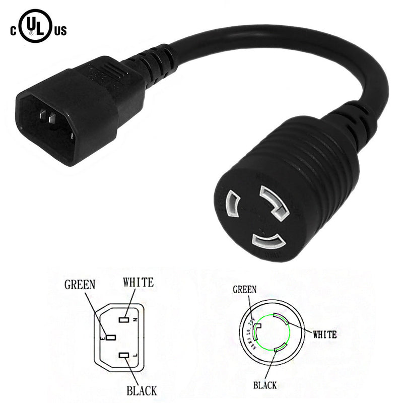 IEC C14 to NEMA L6-20R Power Cable - SJT