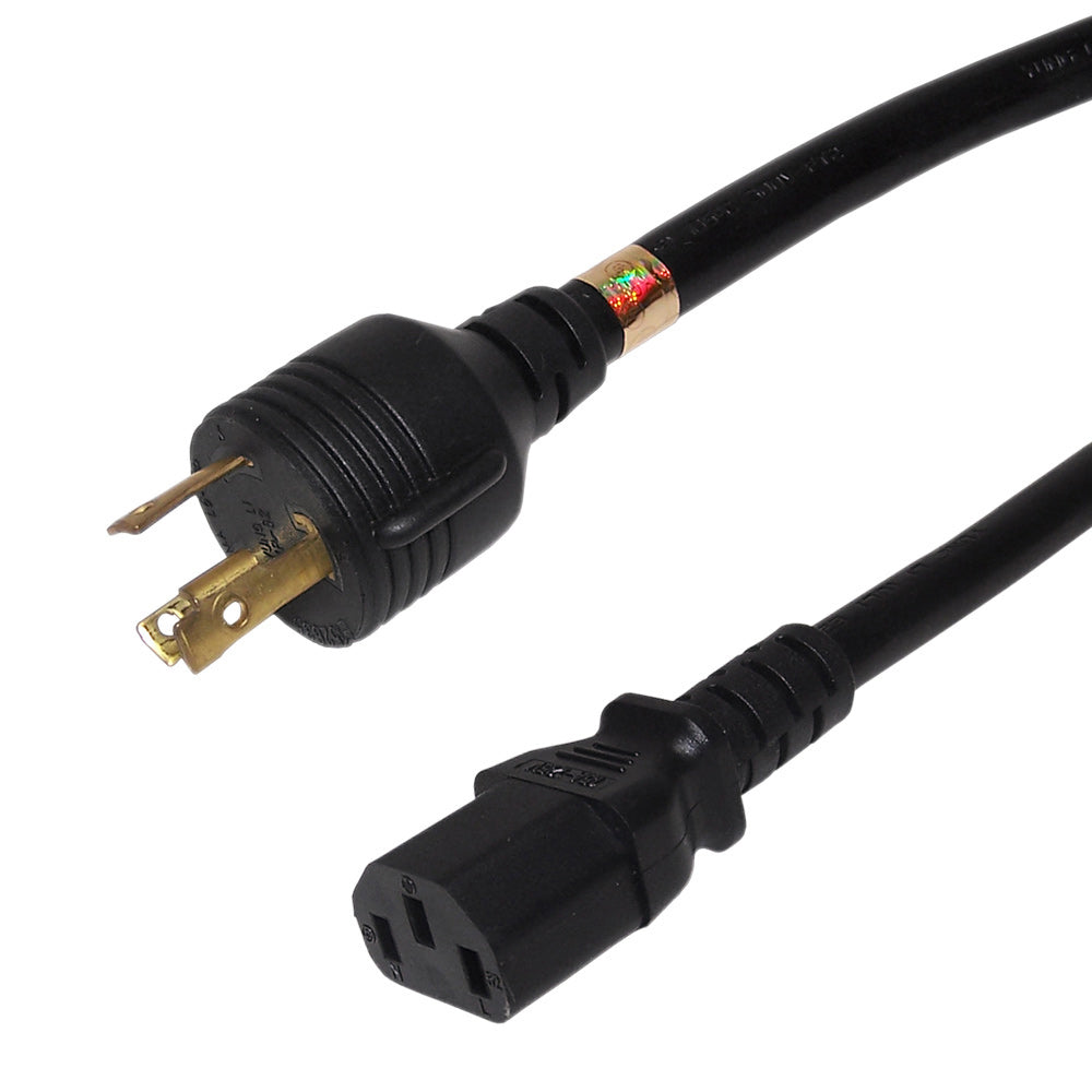 NEMA L6-30P to IEC C13 Power Cable - 14AWG - SJT Jacket