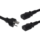 3ft NEMA 6-20P to 2x IEC C13 Power Splitter Cable - 14AWG (15A 250V) - SJT
