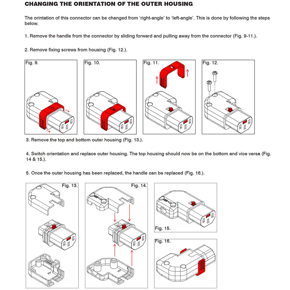 C13 Locking Power Cord Connector - Screw On - Right or Left Angle (IEC-Lock Part #: PA130100RBK)