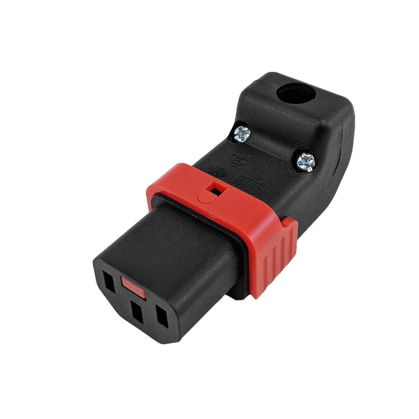 C13 Locking Power Cord Connector Screw On - Up or Down Angle IEC-Lock Part #: PA130100DBK