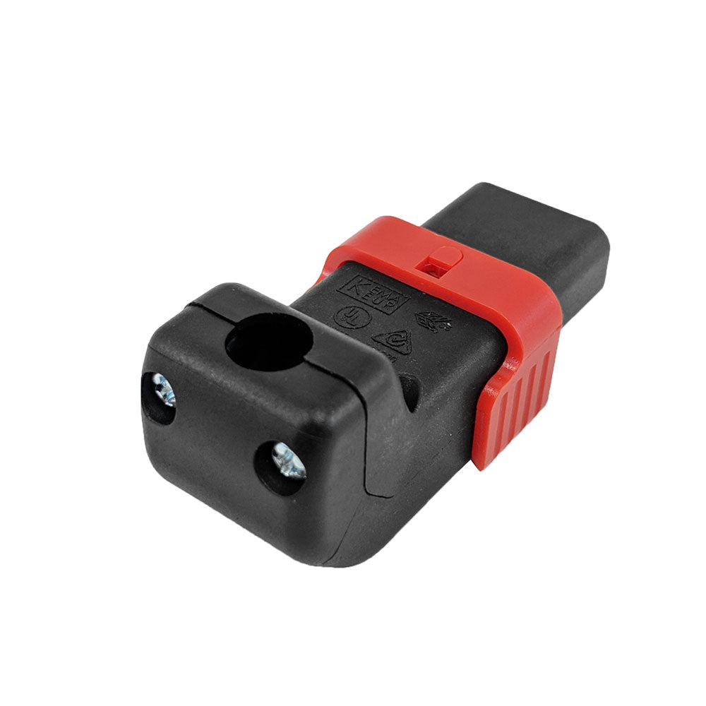 C13 Locking Power Cord Connector - Screw On - Up or Down Angle (IEC-Lock Part #: PA130100DBK)