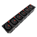 C13 Locking Receptacle - 6 Tier - 6.3mm Terminal, 1.5mm Panel Thickness - Black (IEC-Lock Part