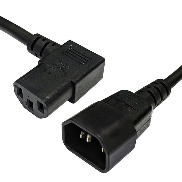 IEC C13 Left Angle to IEC C14 Power Cable - 18AWG - SJT Jacket