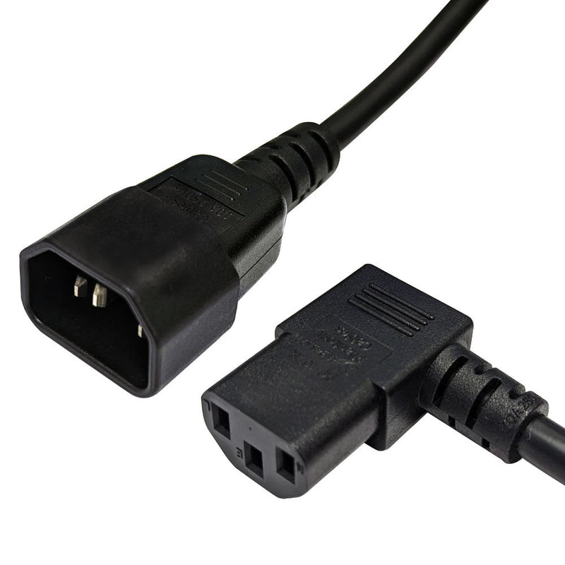 IEC C13 Right Angle to IEC C14 Power Cable - 18AWG - SJT