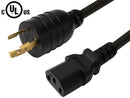 NEMA L5-20P to IEC C13 Power Cable - 14AWG - SJT Jacket