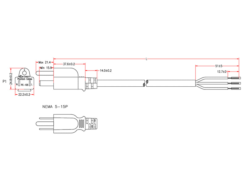 5-15P to ROJ Power Cable - SJT