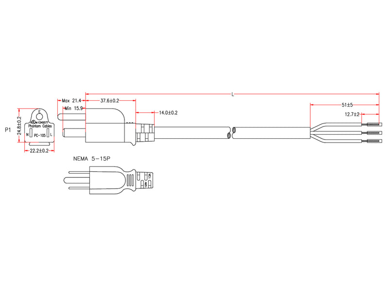 5-15P to ROJ Power Cable - SJT