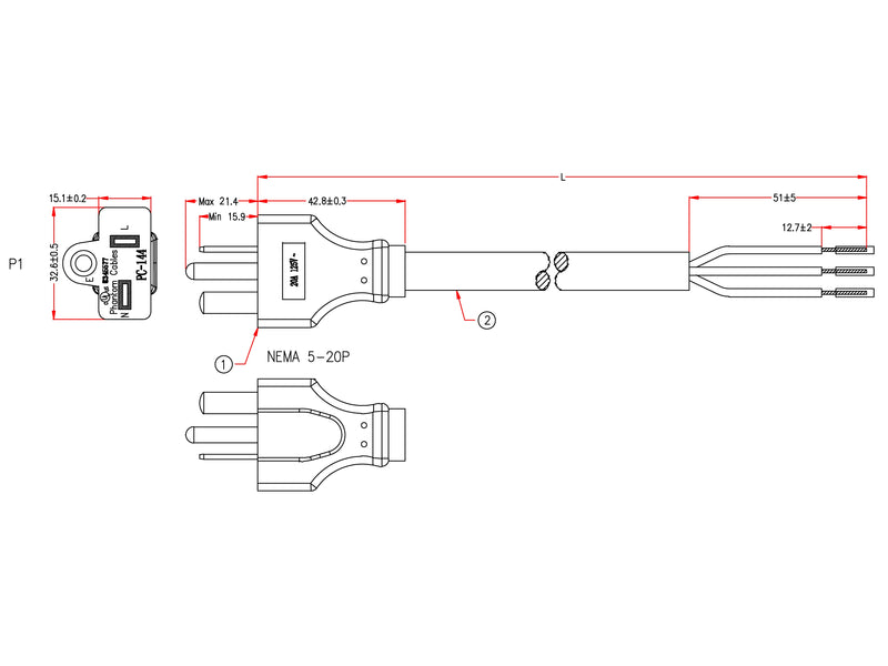 5-20P to ROJ Power Cable - SJT