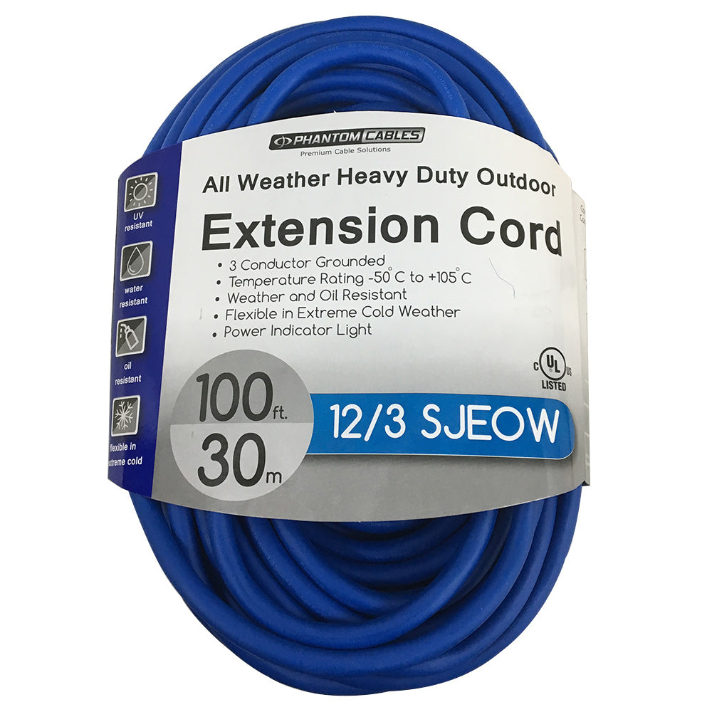 Outdoor All-Weather Extension Cord - 5-15P to 5-15R - SJEOW - Power Indicator Light