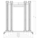 Four Post Relay Rack - 19 inch 26U, Square hole, Depth 24-36 inch
