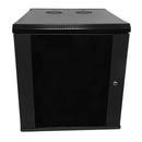 Wall Mount Cabinet 12U x 19.5 inch Usable Depth - Glass Door - Black