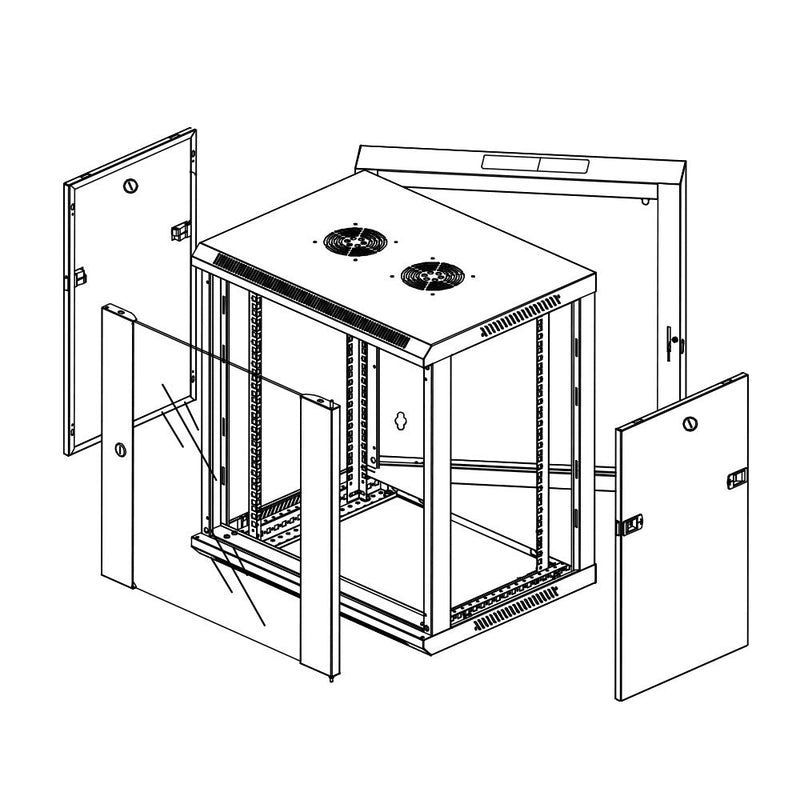 Wall Mount Swing-Out Cabinet 15U x 18.5 inch Usable Depth - Black