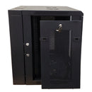 Wall Mount Swing Cabinet 12U x 18.5" Usable Depth - Perforated Doors - Black